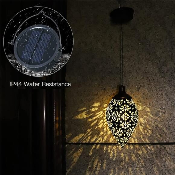 Hanging Solar Lights Solar Lantern LED Garden Lights Metal Lamp Waterproof - Picture 5 of 7